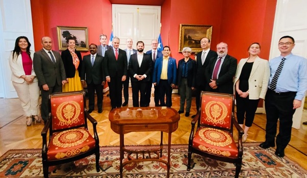 CAG of India and Members of the UN Panel of External Auditors with Mr. Gabriel Boric, Hon'ble President of the Republic of Chile, on 28 November 2022