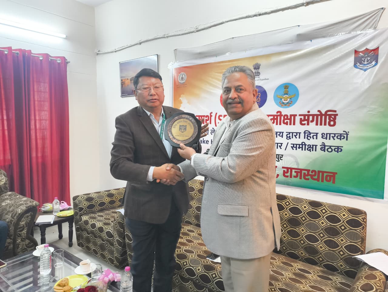 Brig. V.K. Rathore felicitated ADAI &amp DG E. Mhonbemo Patton during the meeting on SPARSH