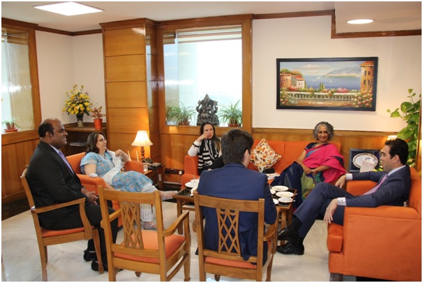 Ms. Parveen Mehta, DAI (HR, IR and Coordination) and Ms. Rebecca Mathai, ADAI (IR & Coordination) holding a bilateral meeting with delegation from SAI Brazil led by Minister Bruno Dantas, Vice-President, Federal Court of Audit, Brazil