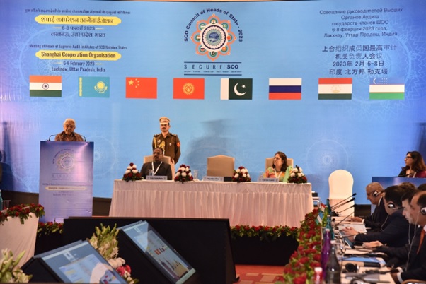 Hon’ble Governor of Uttar Pradesh, Smt. Anandiben Patel delivering inaugural address at the 6th Meeting of Heads of SAIs of SCO held in Lucknow, India (6 - 7 February, 2023)